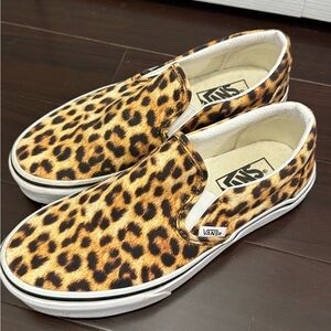 Vans Brown and Black Leopard Print Sneakers